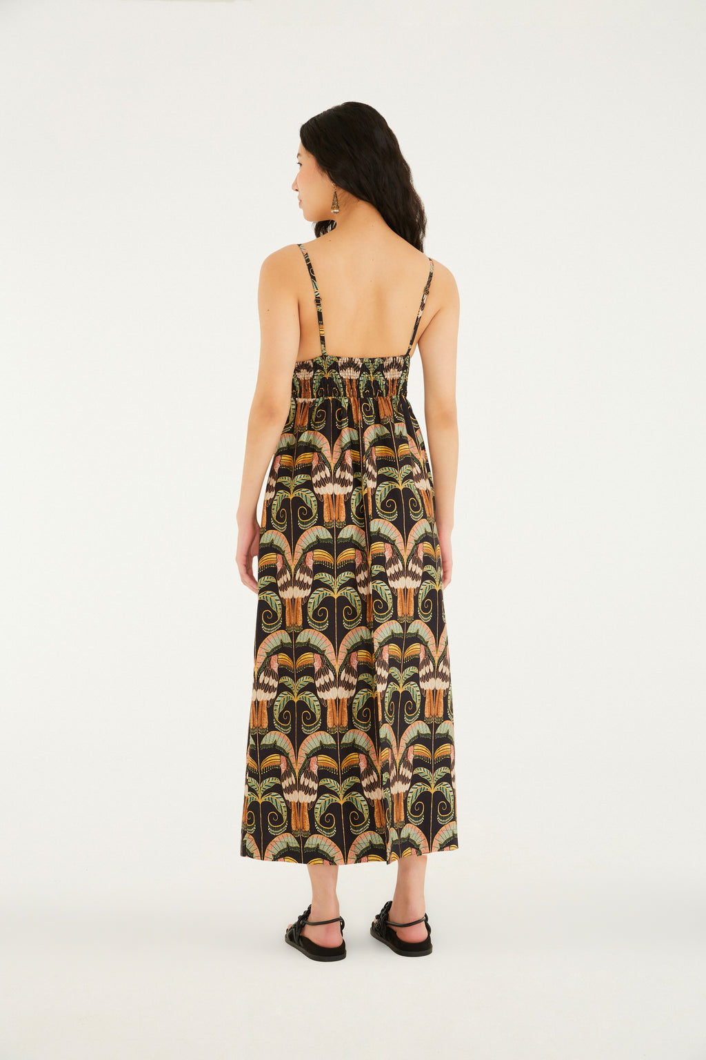 Royal Toucan Print Maxi Dress