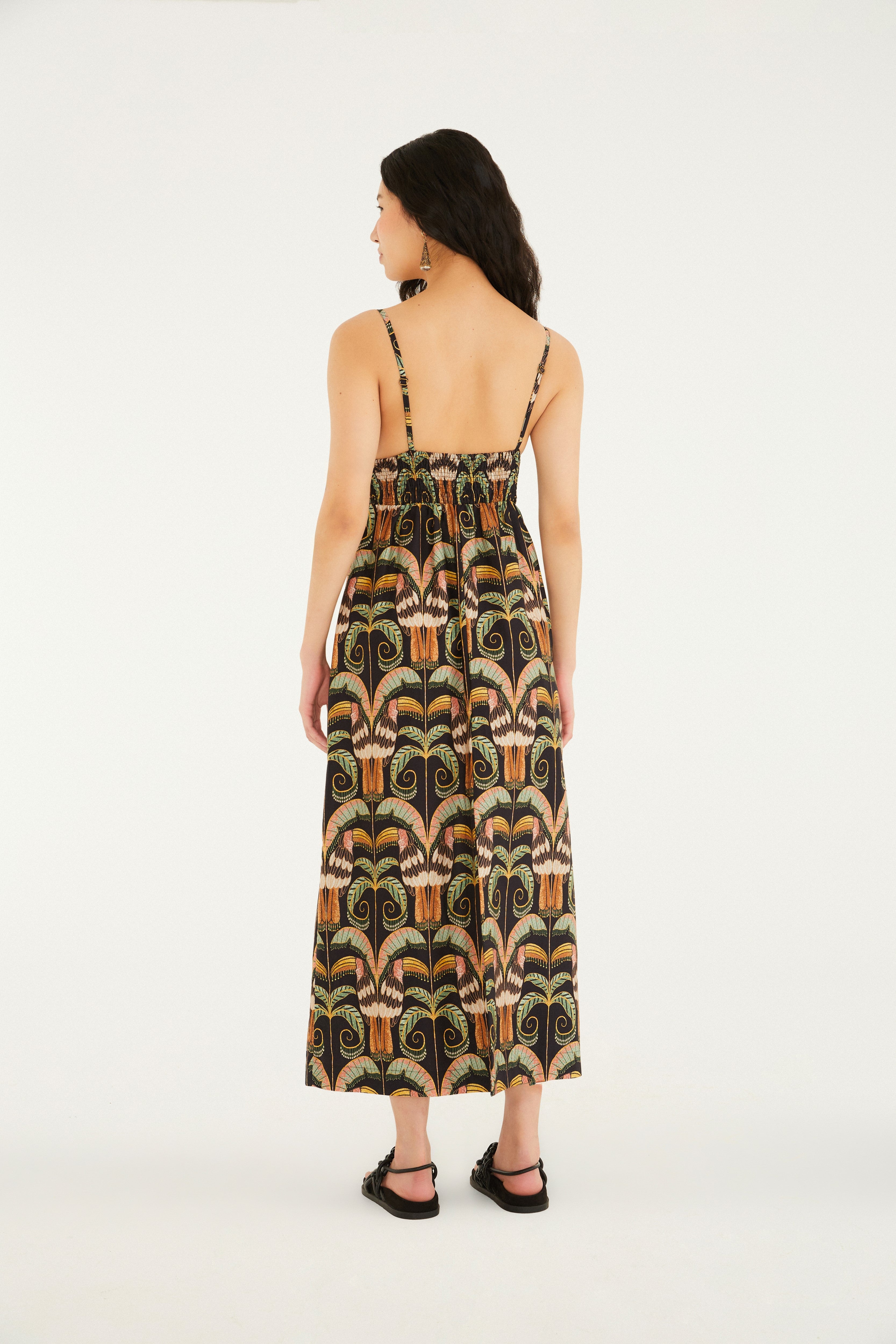 Royal Toucan Print Maxi Dress