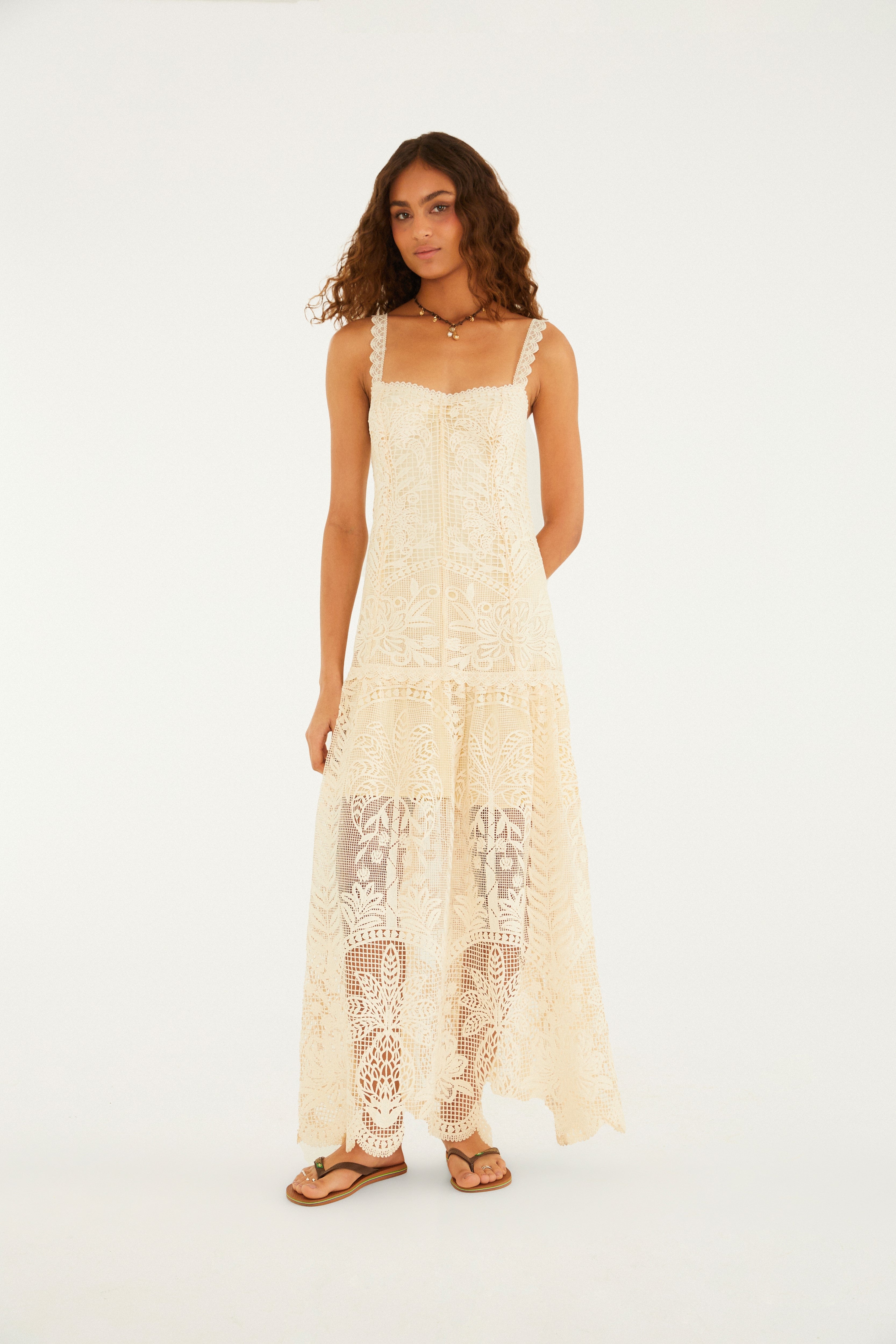 Rio Landscape Guipure Cropped Dress