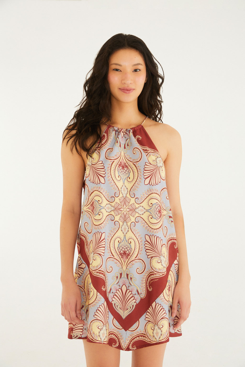 Arabesque Scarf Print Short Dress