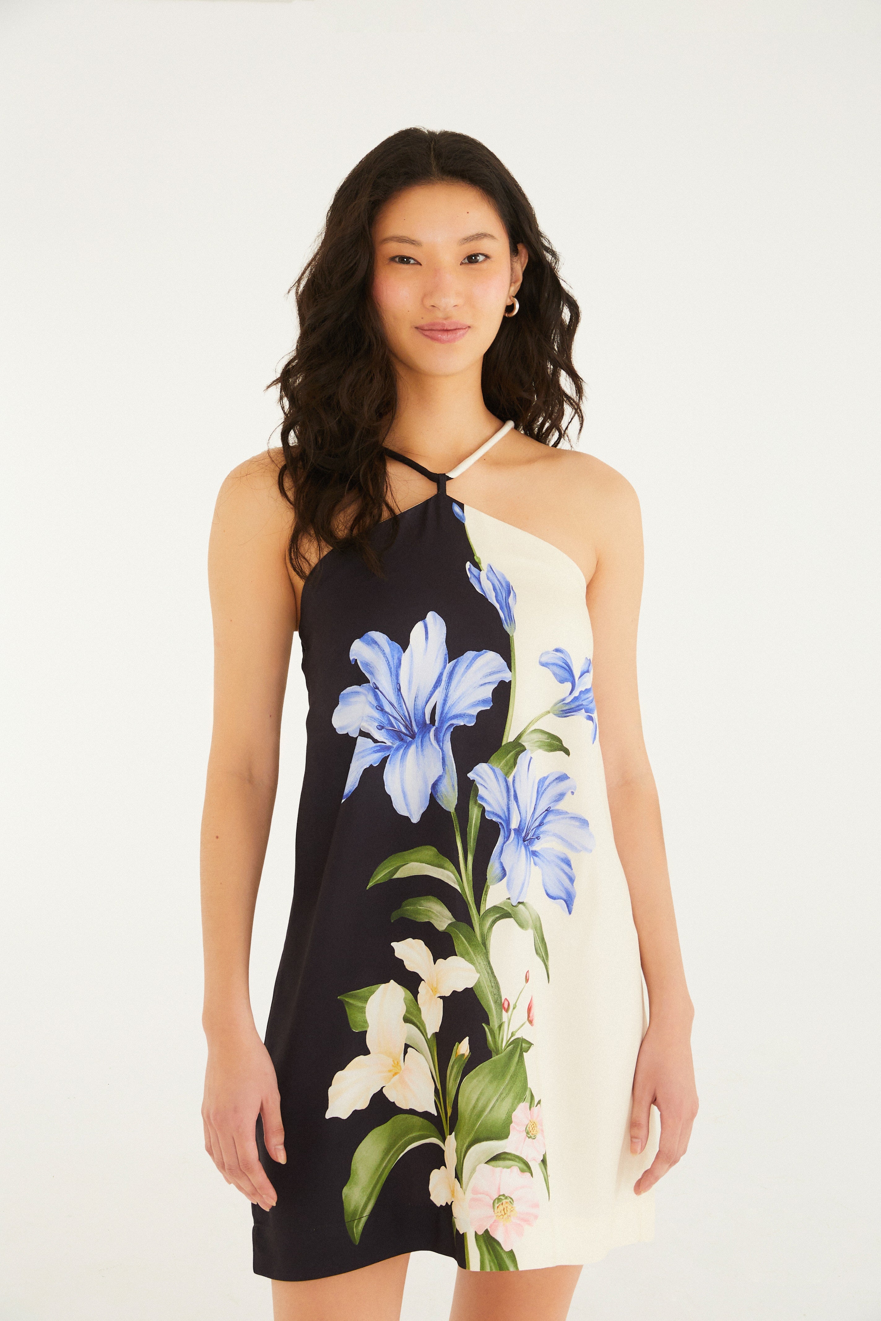 Céu de Flor Print Strappy Dress