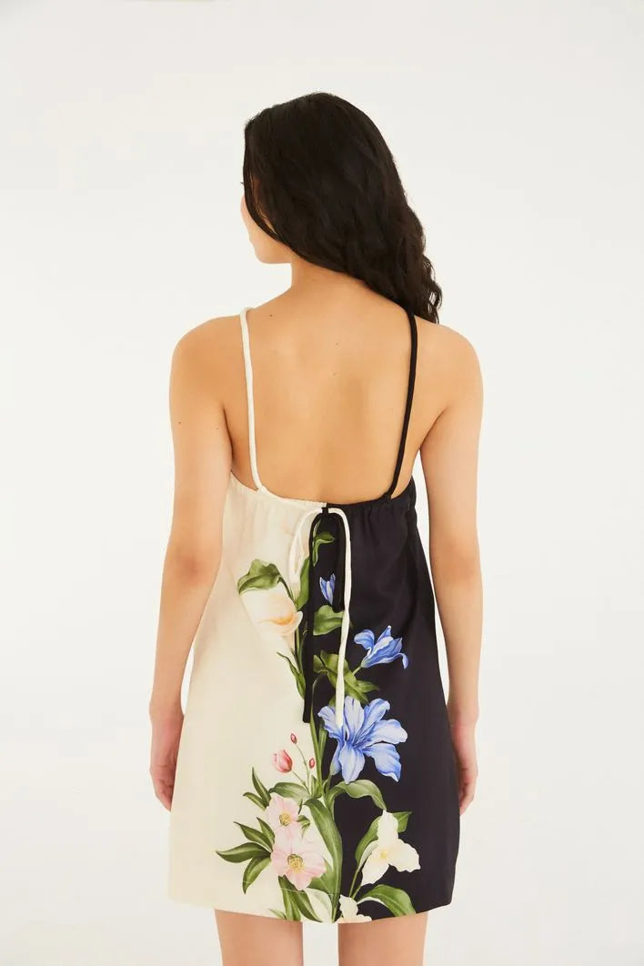 Céu de Flor Print Strappy Dress
