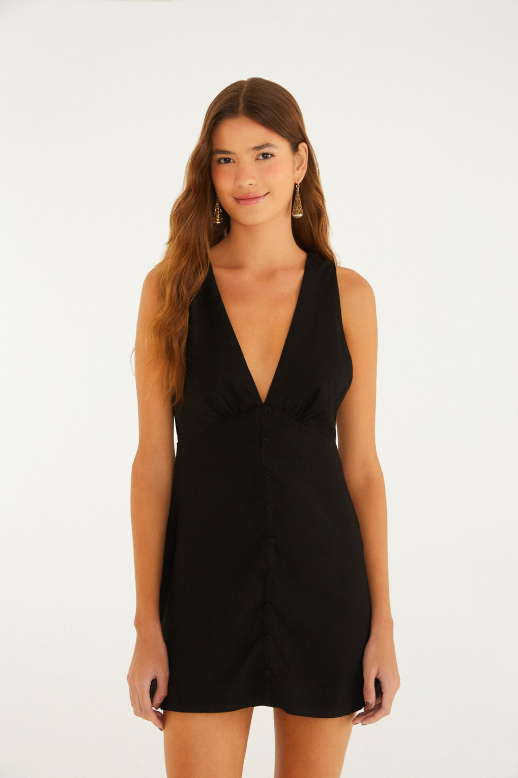 Front Button Short Dress