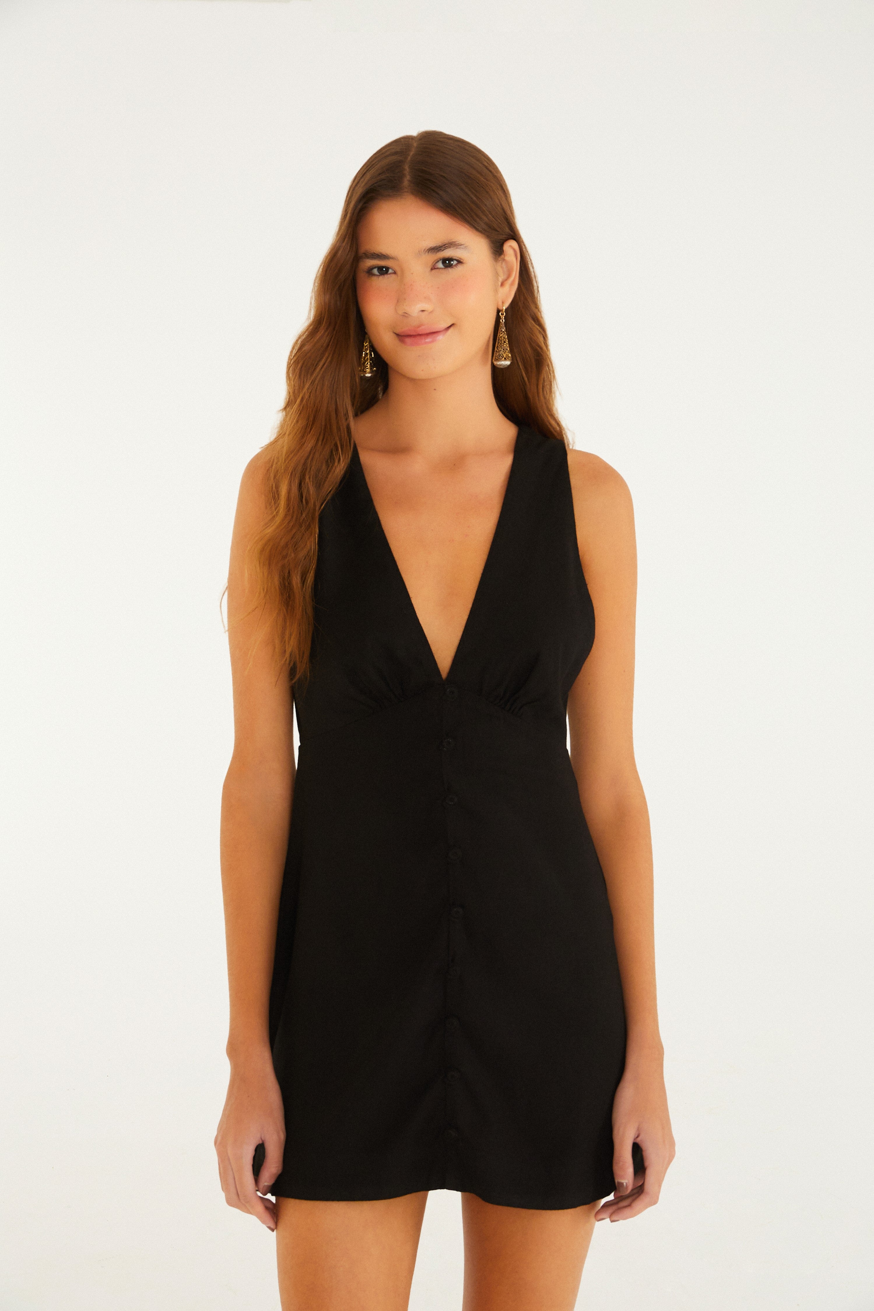 Front Button Short Dress