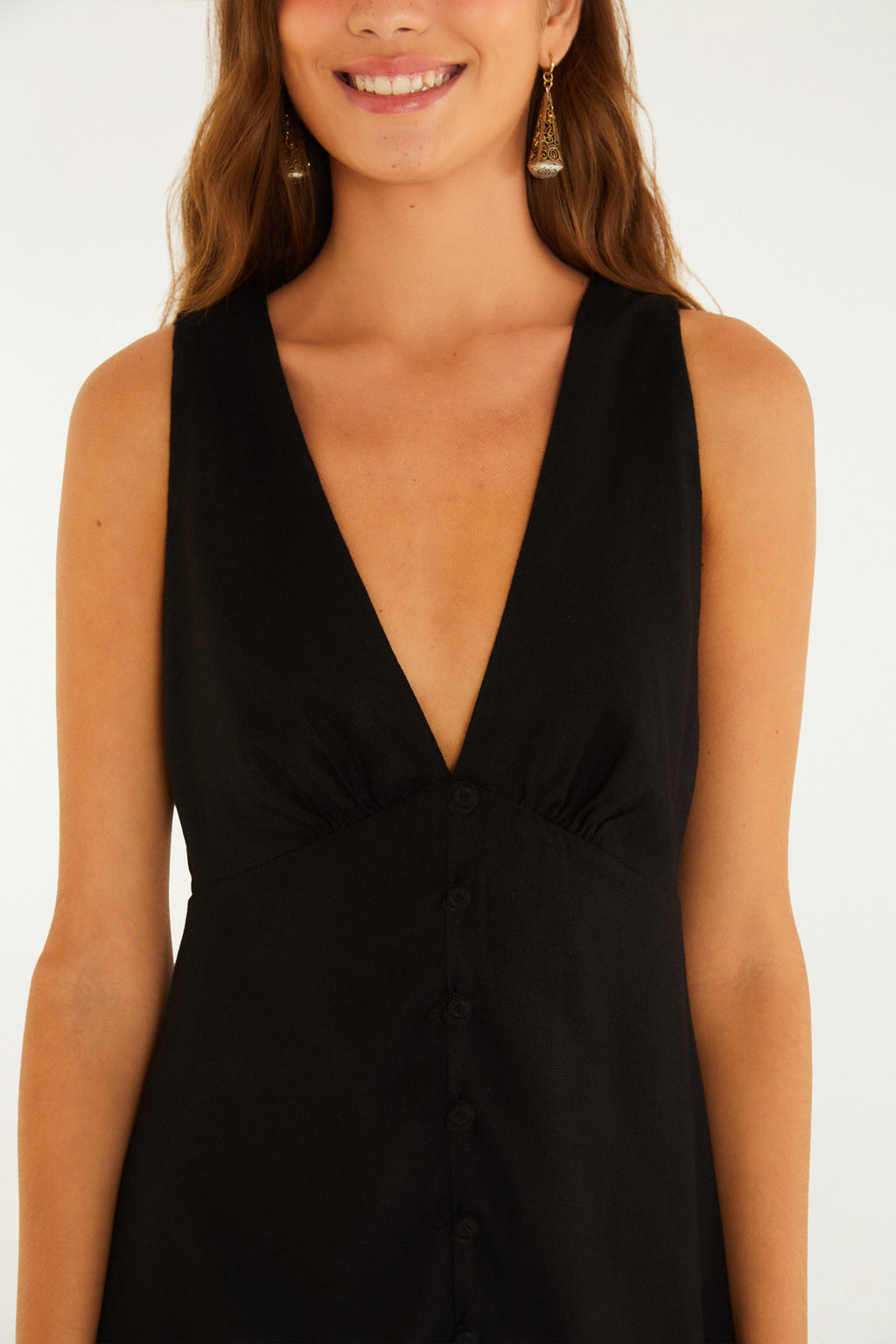 Front Button Short Dress