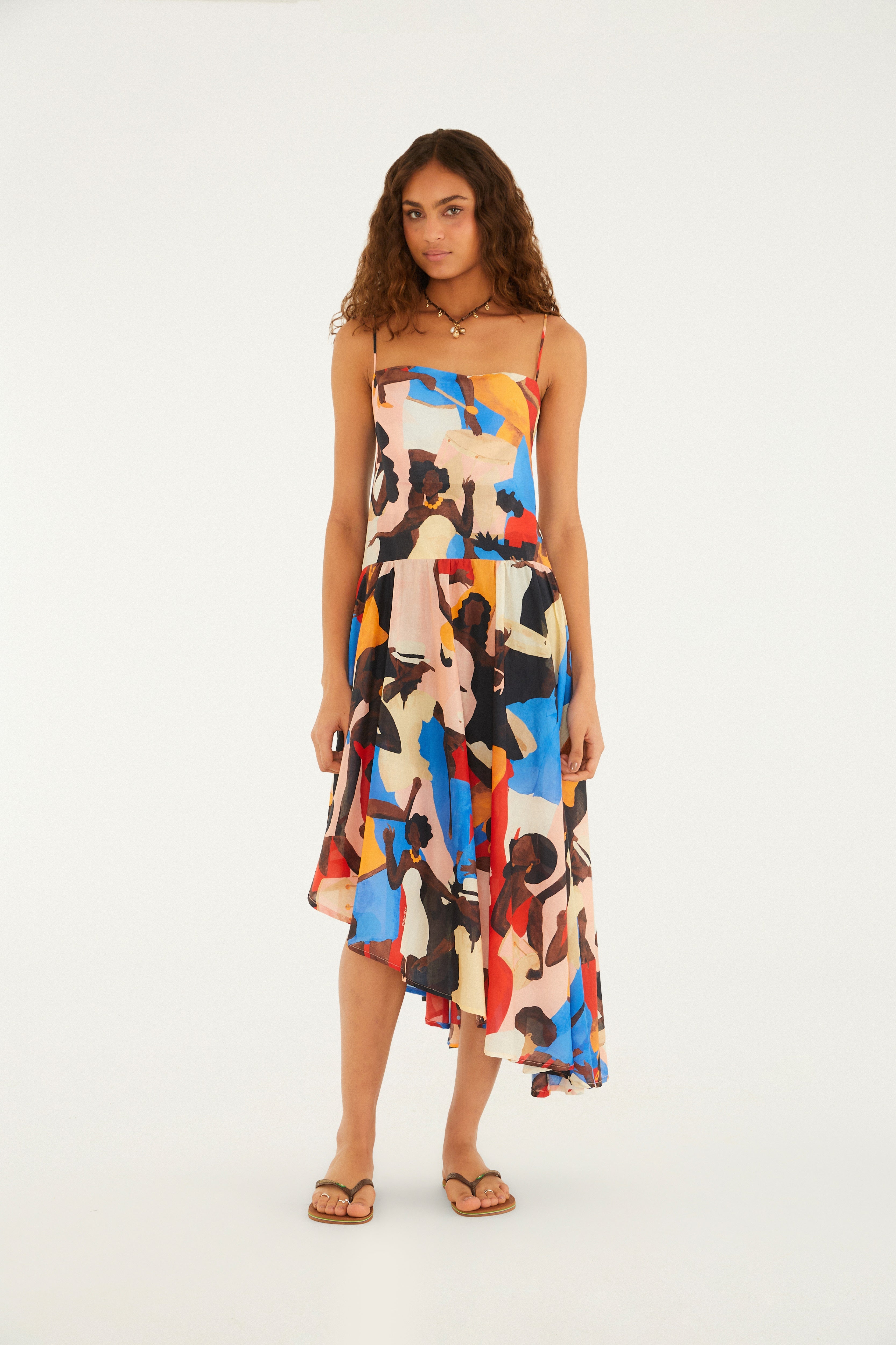 Samba No Pé Print Strappy Dress
