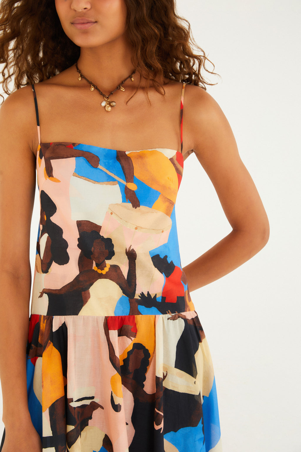 Samba No Pé Print Strappy Dress