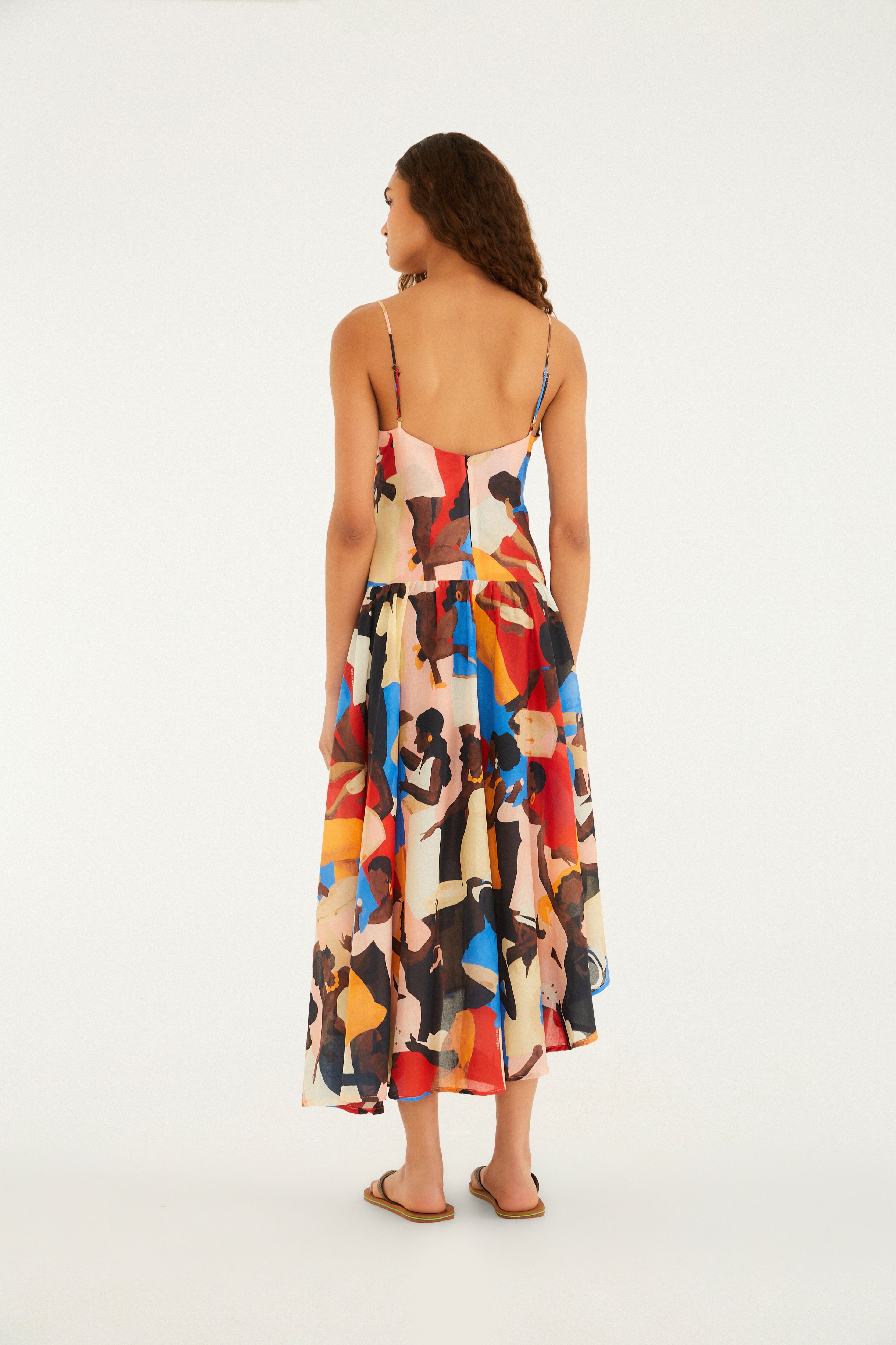 Samba No Pé Print Strappy Dress