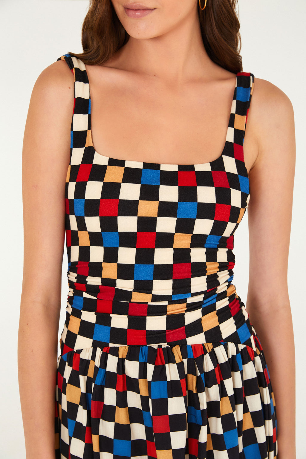 Samba Check Print Cropped Dress
