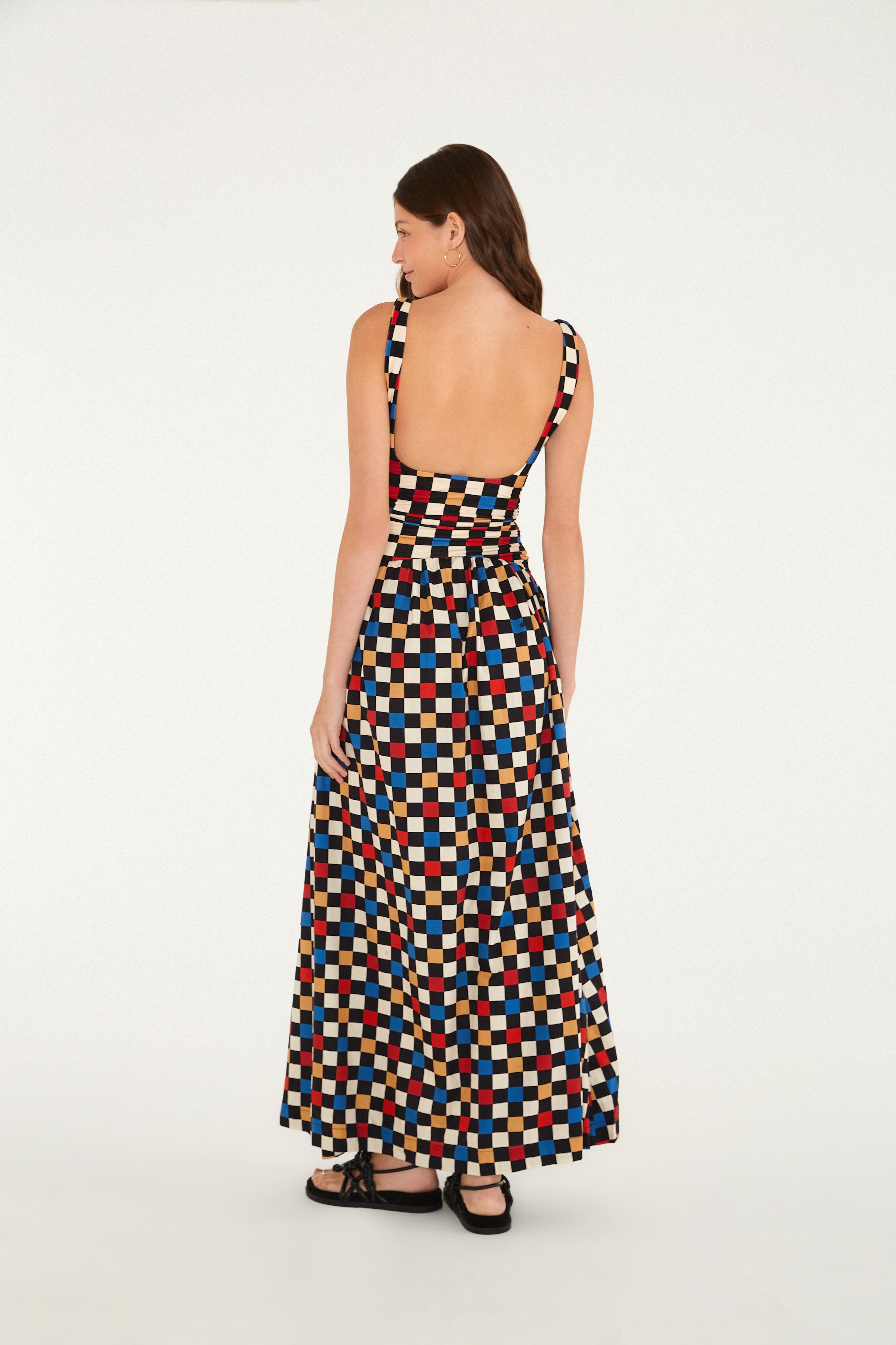 Samba Check Print Cropped Dress