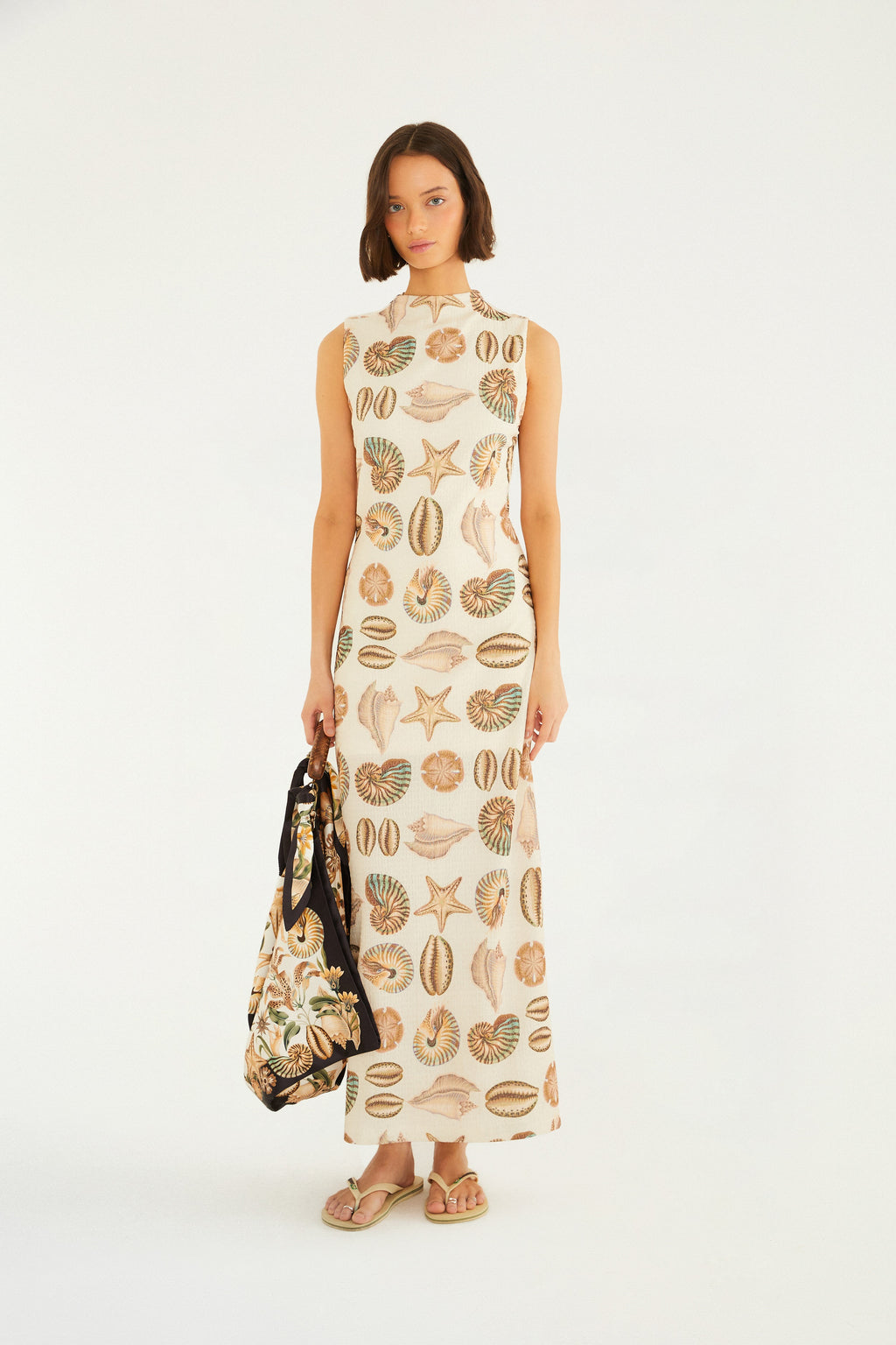 Seashell Print Midi Dress