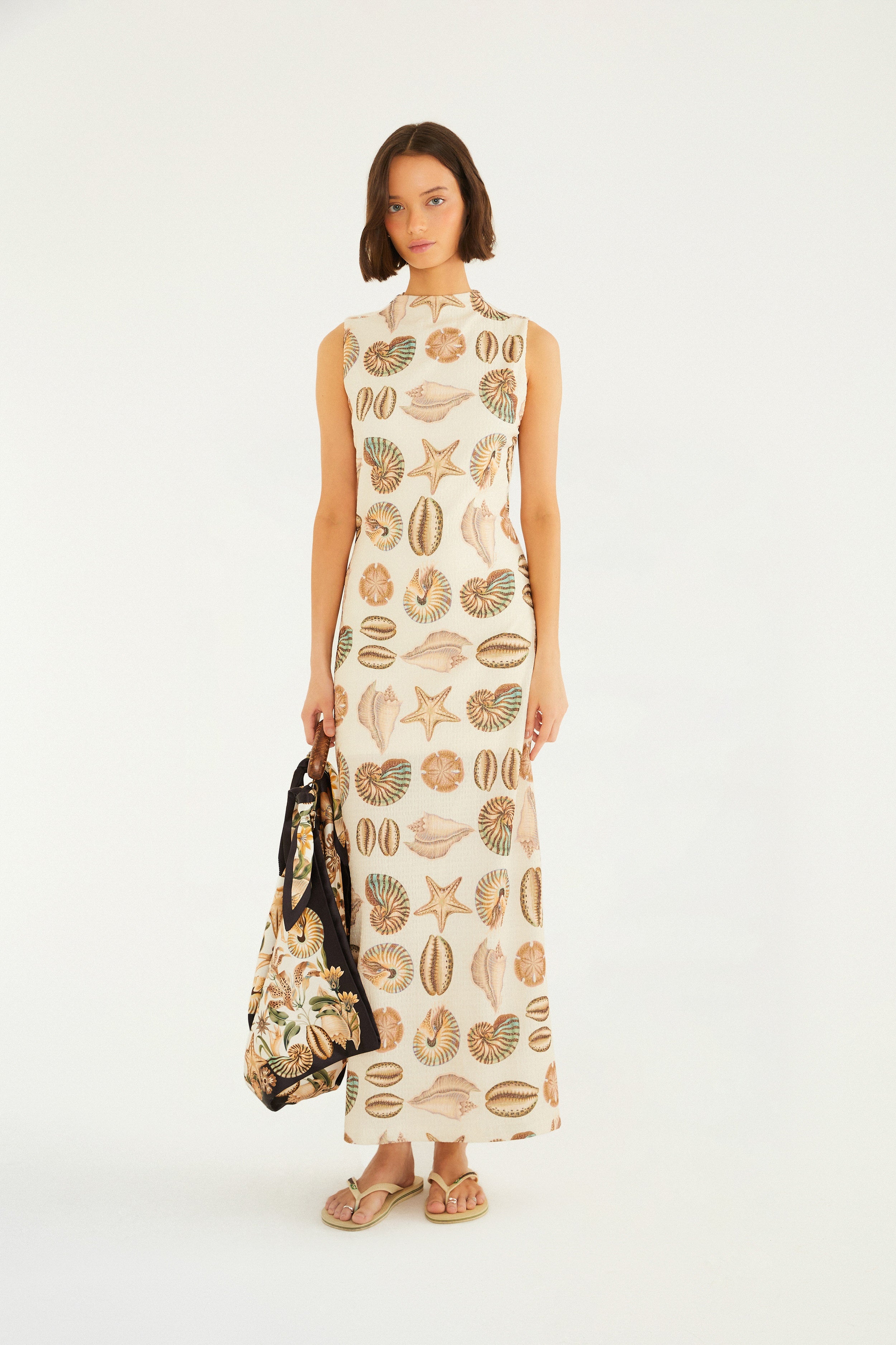 Seashell Print Midi Dress