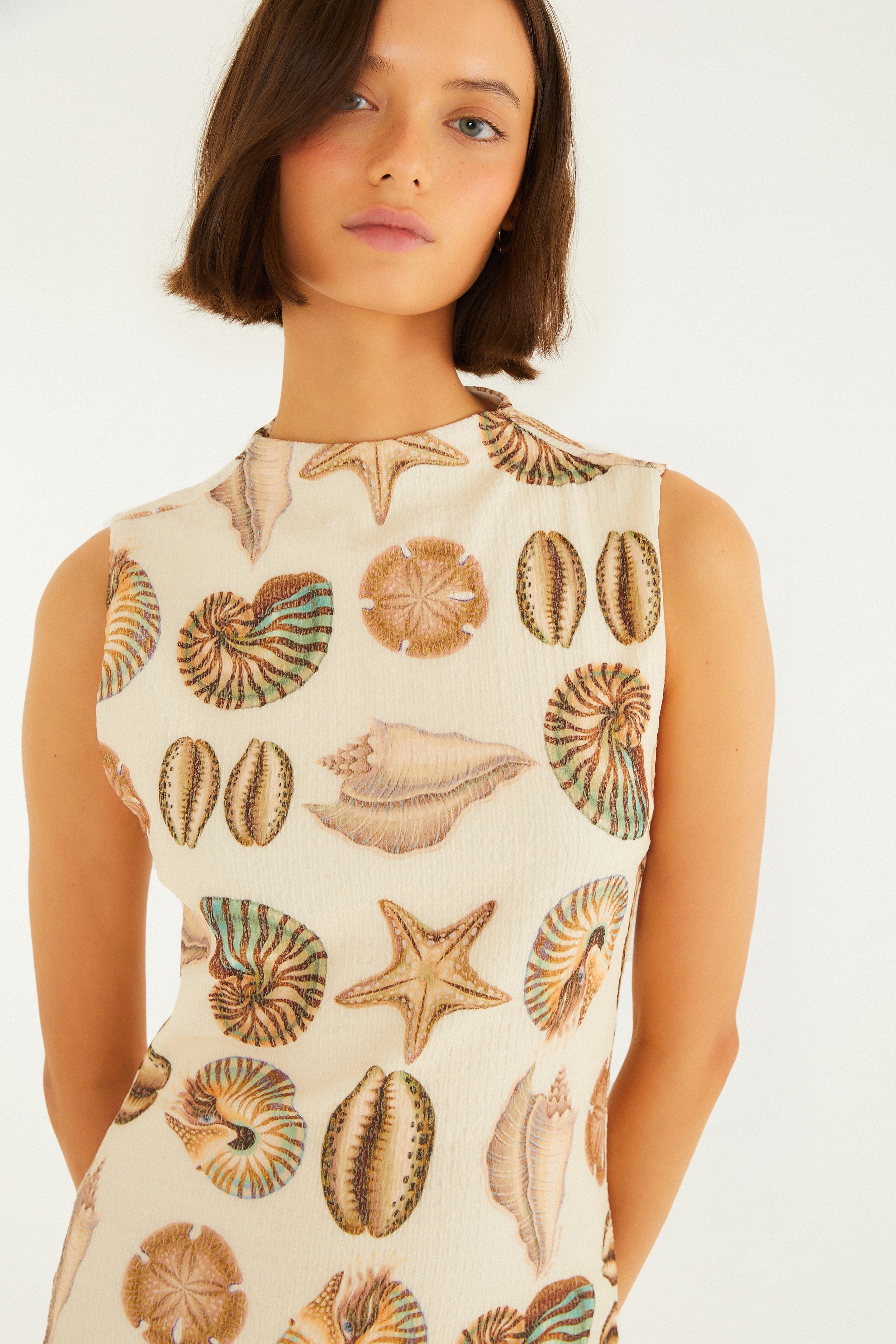 Seashell Print Midi Dress