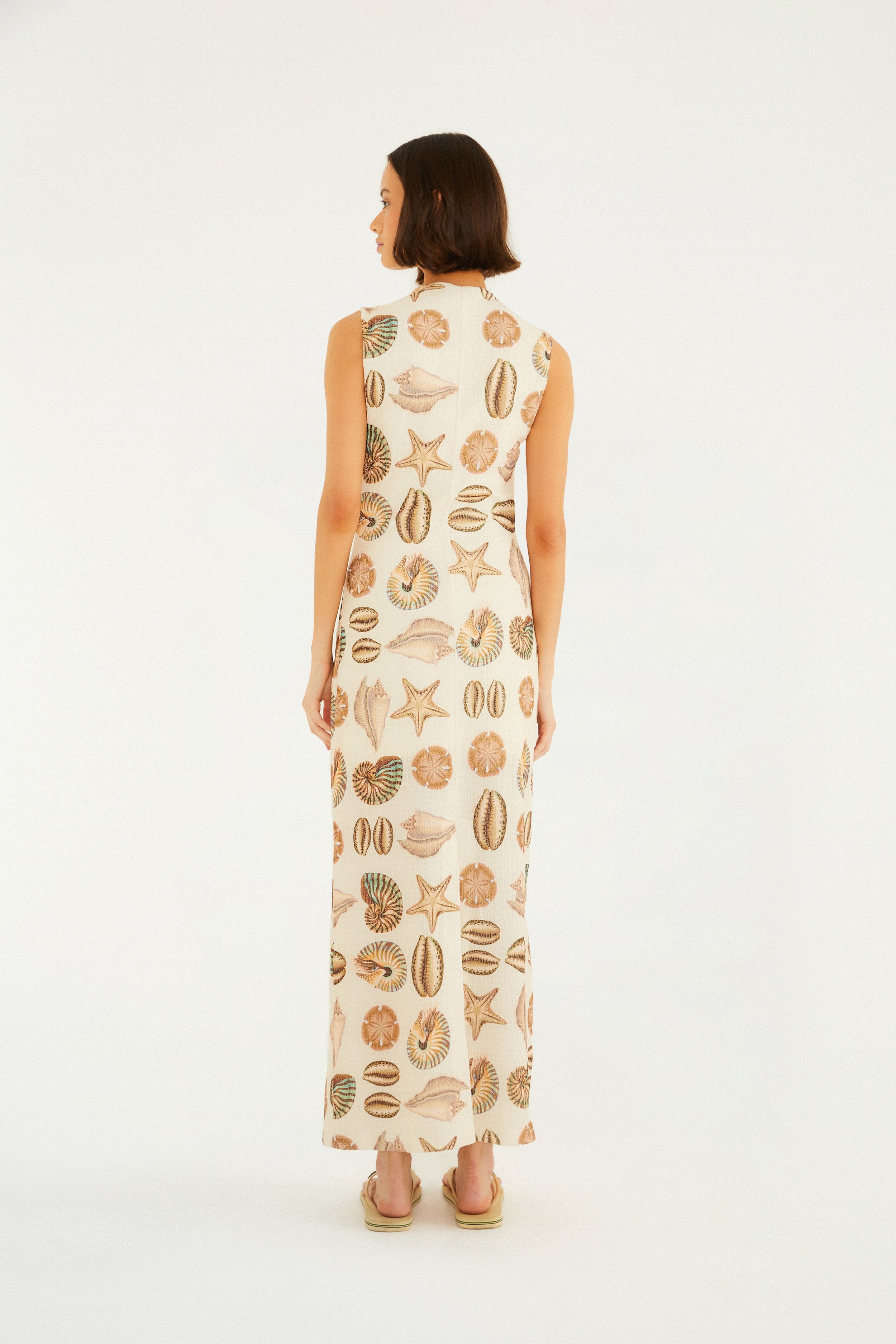 Seashell Print Midi Dress
