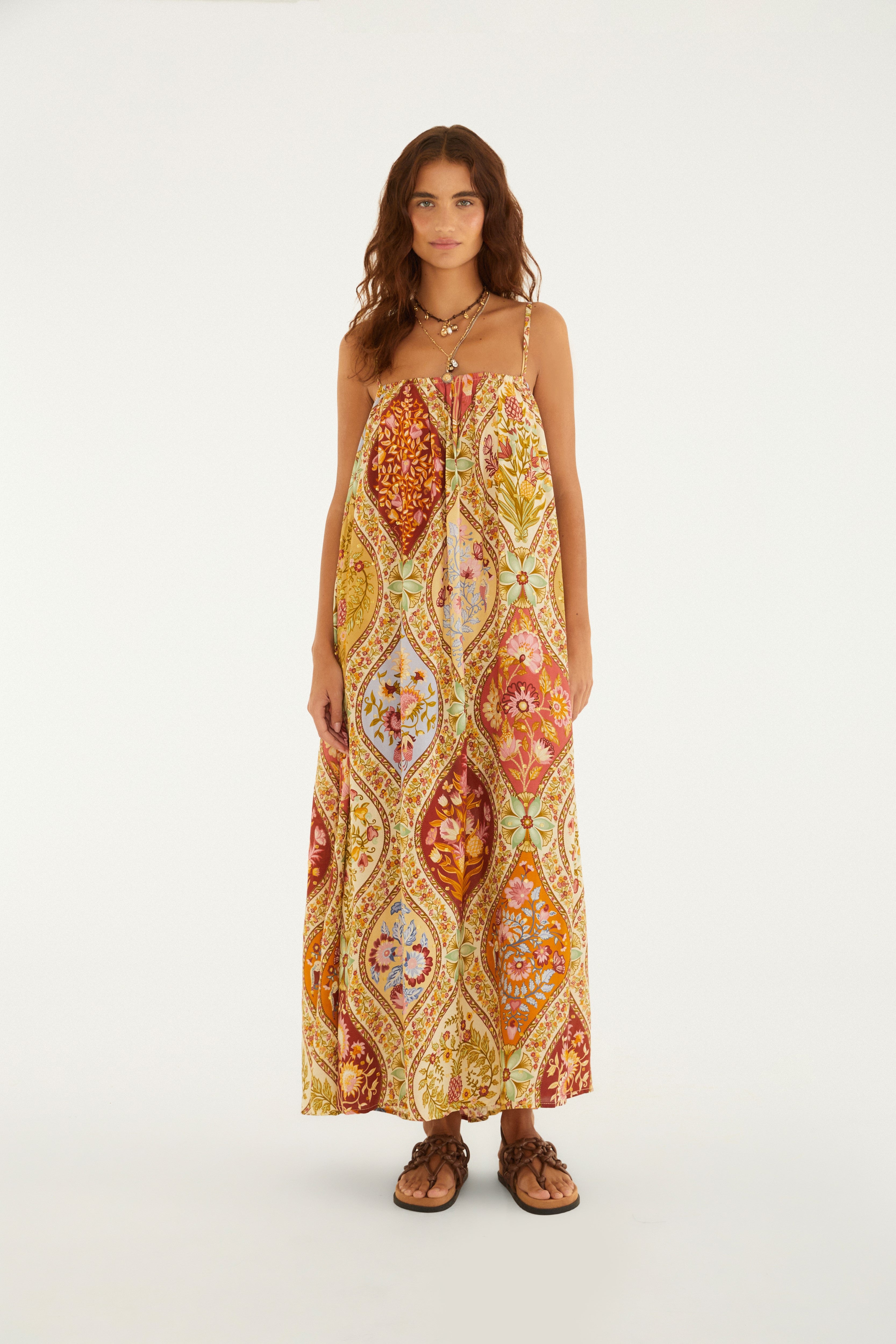 Romantic Nature Print Maxi Dress