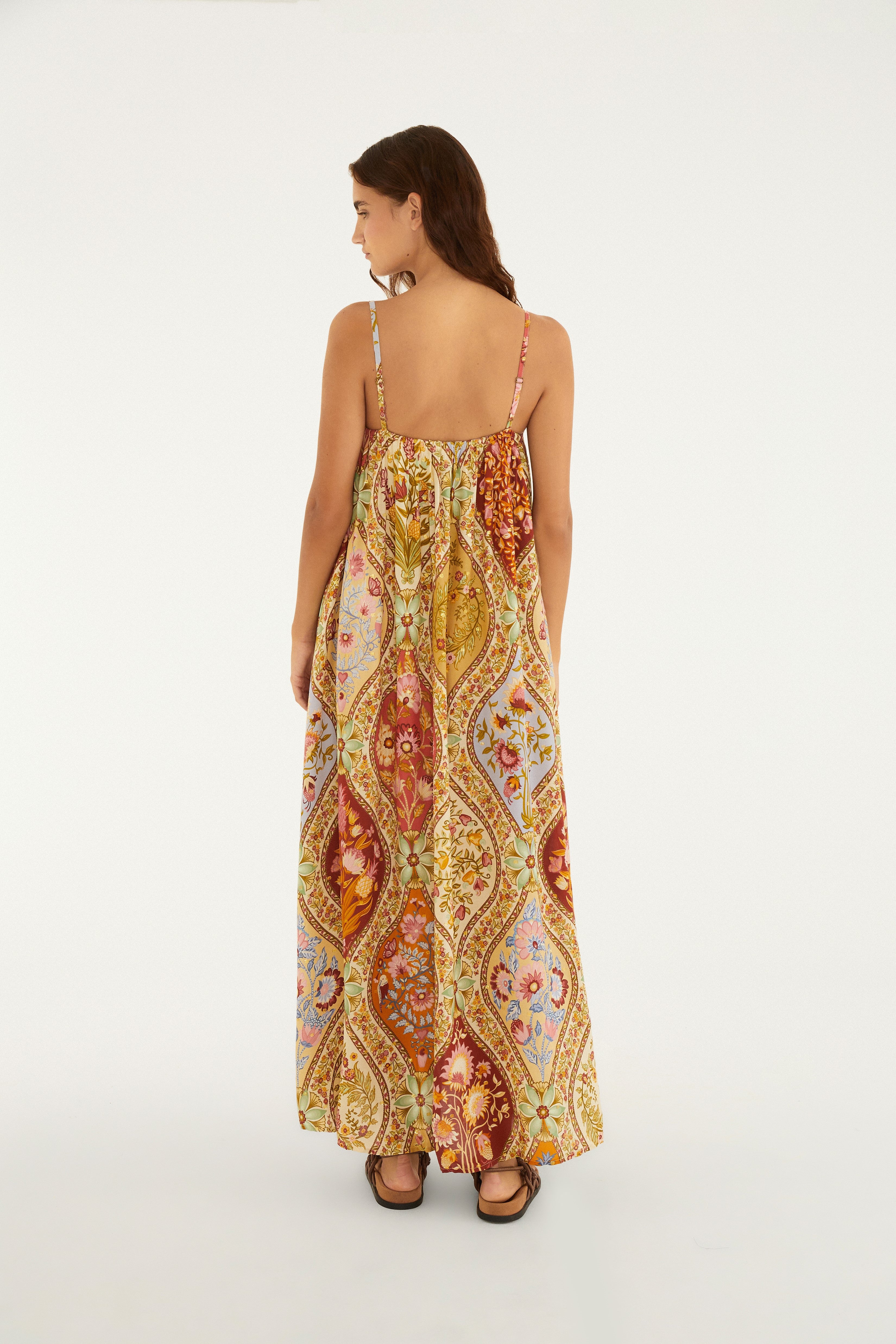 Romantic Nature Print Maxi Dress