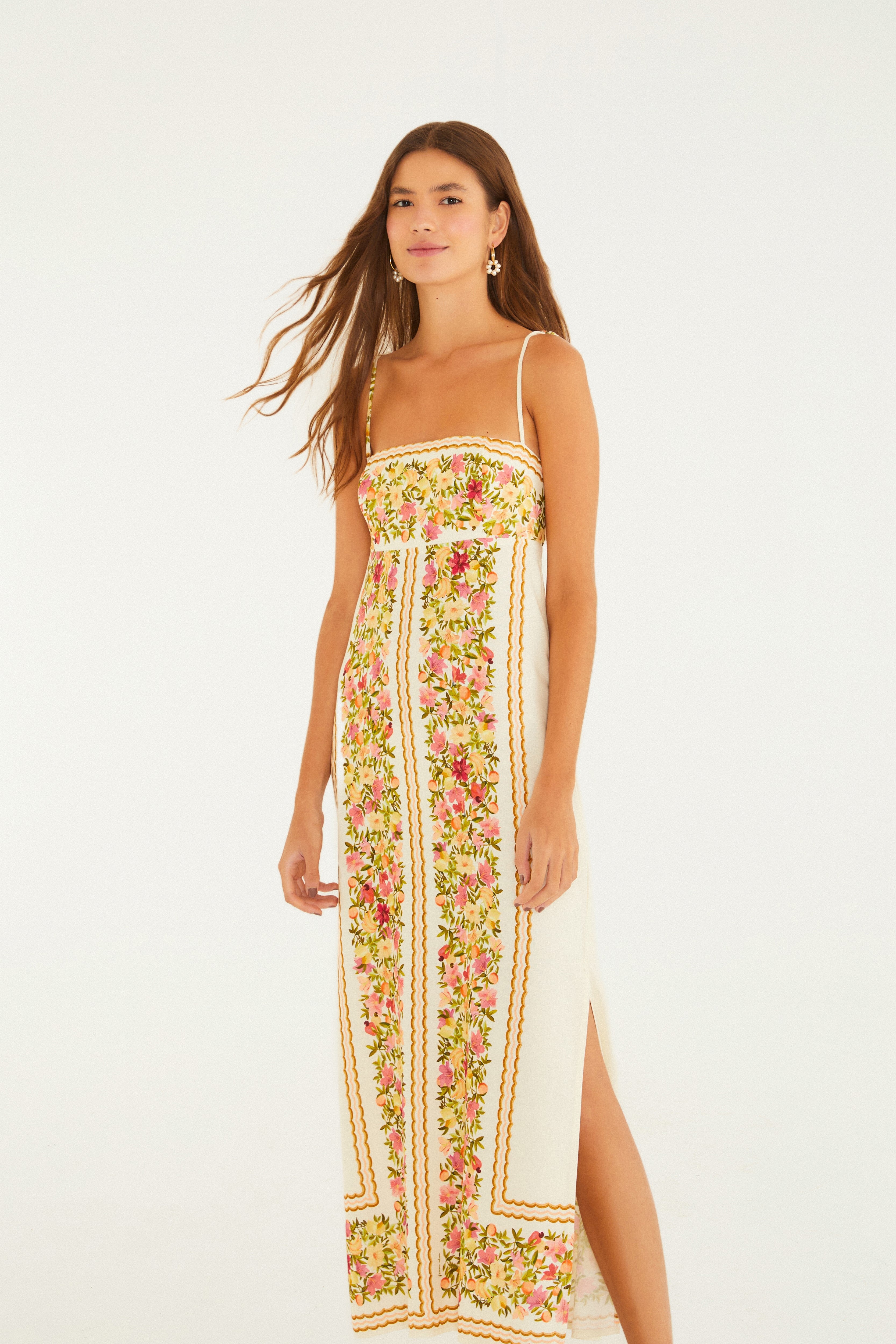 Fruit Flower Scarf Print Dress