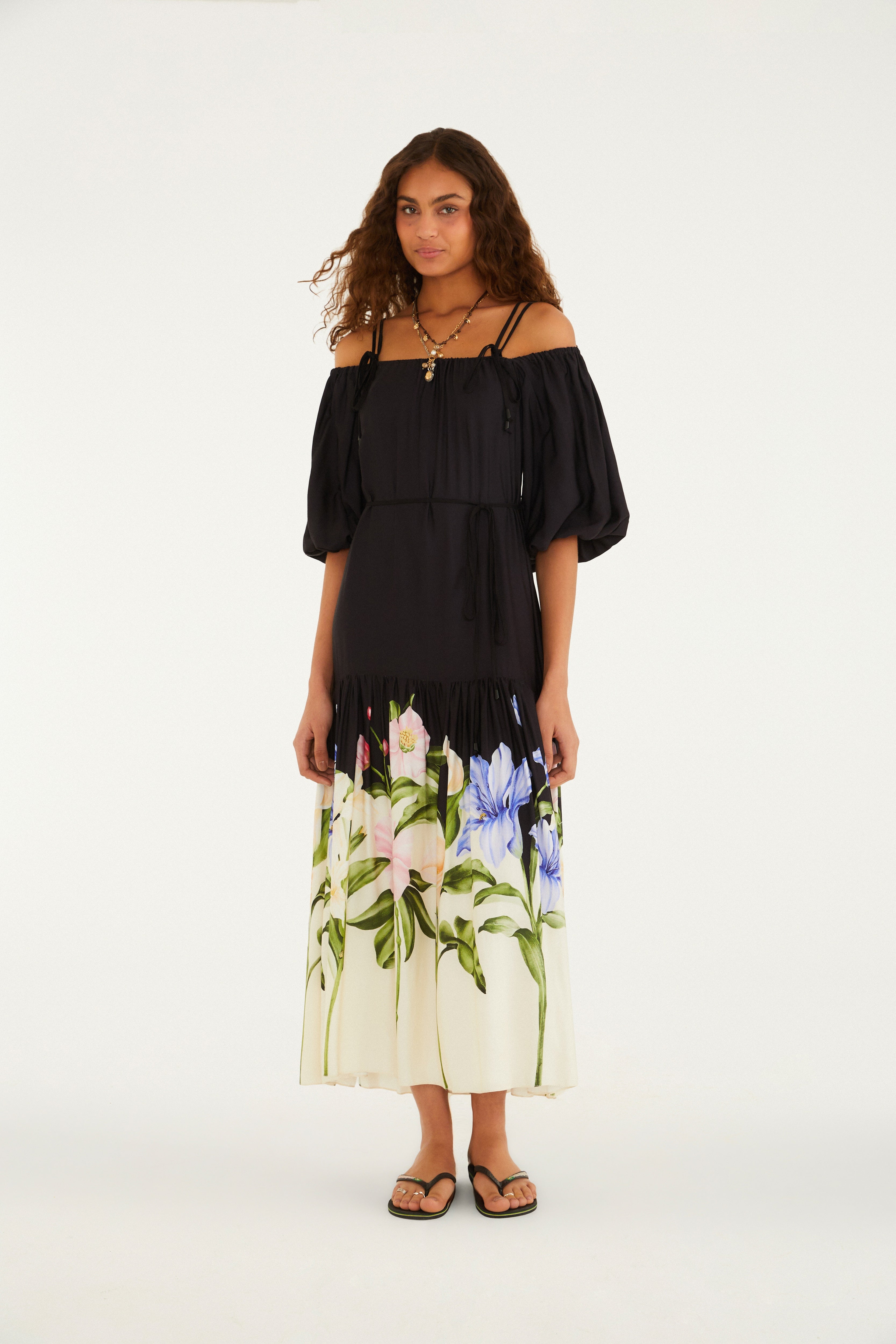 Céu de Flor Print Maxi Dress