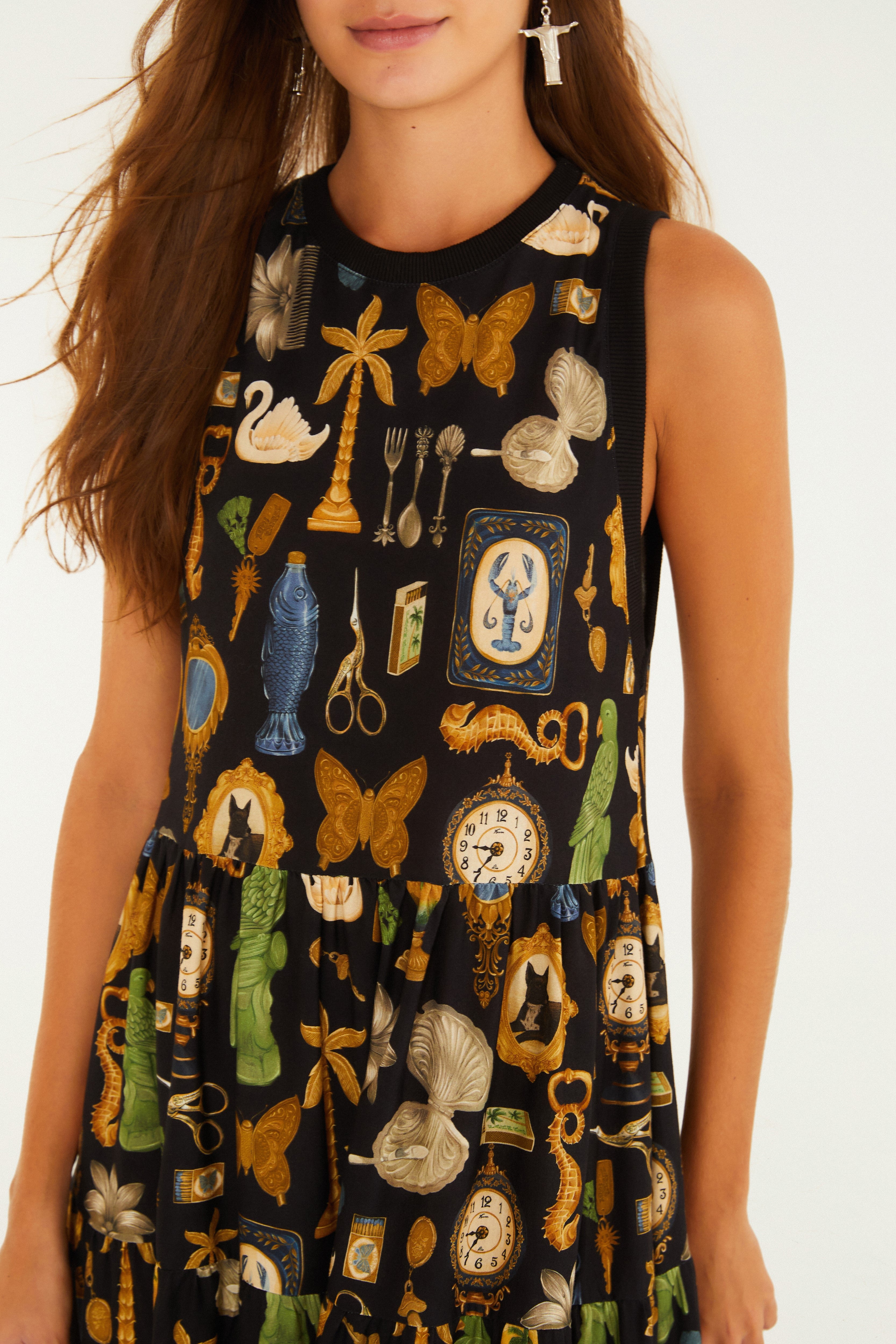 Bibelô Print Cropped Dress