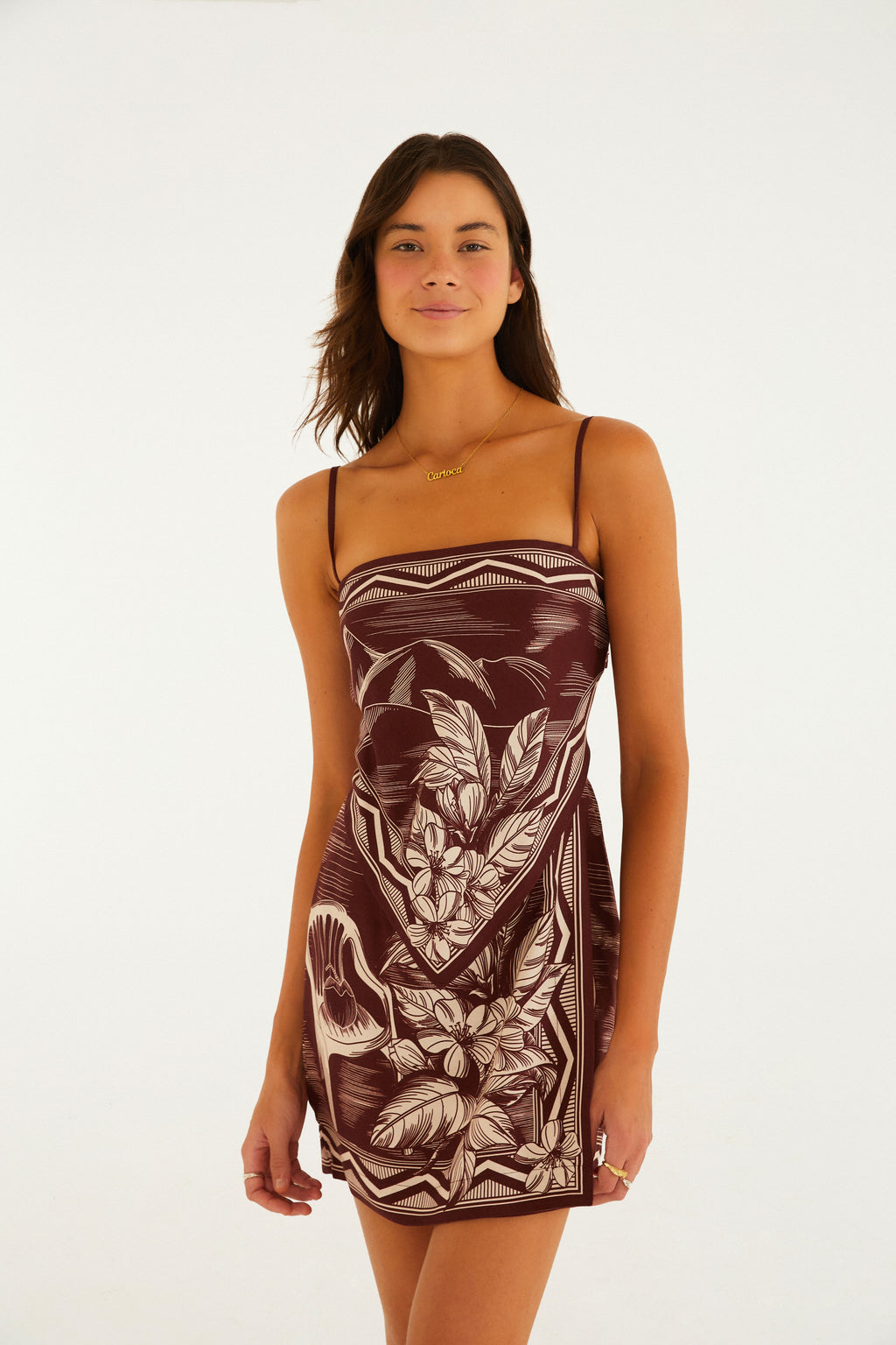 Carioca Scarf Print Short Dress