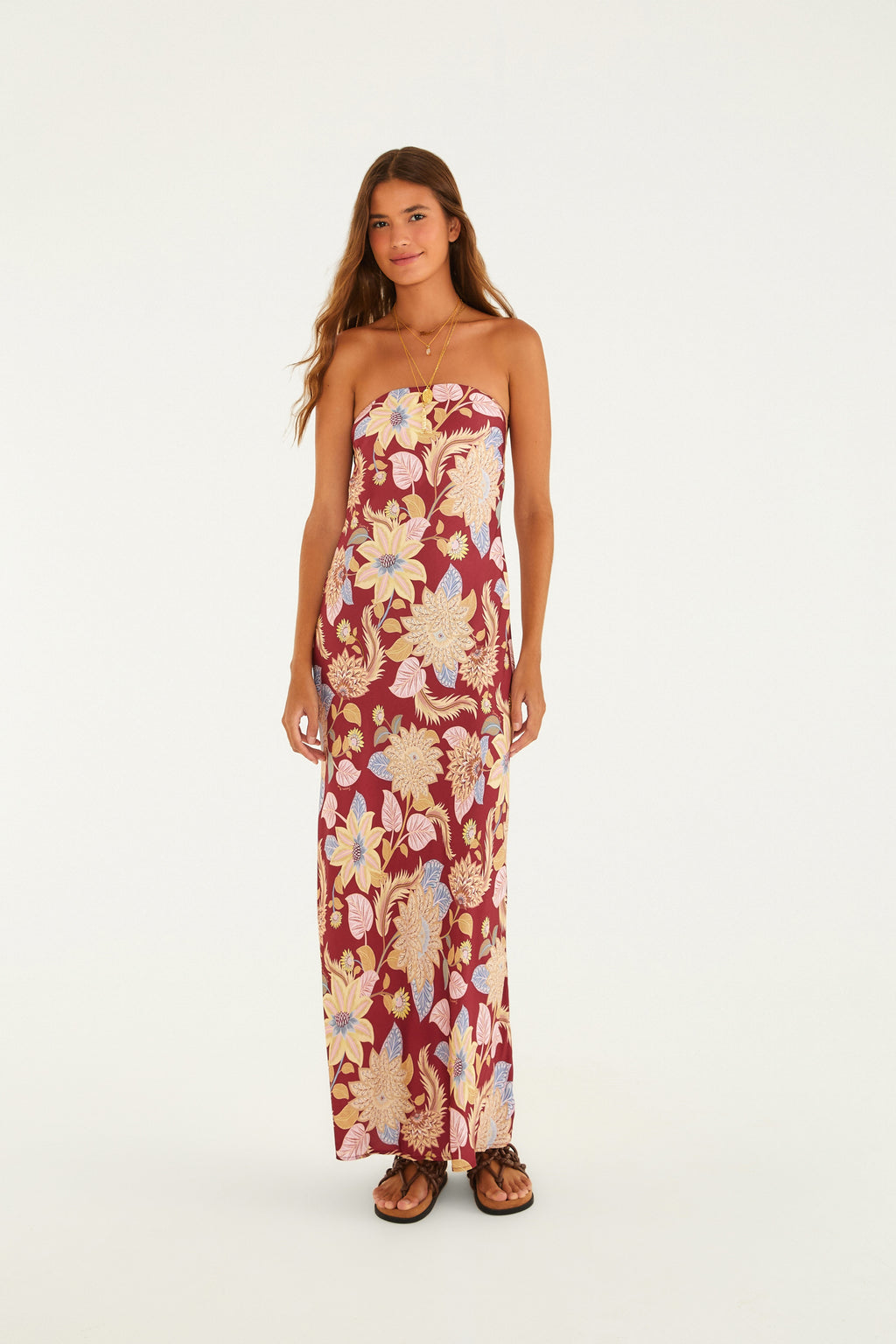 Floral Siena Print Strapless Maxi Dress