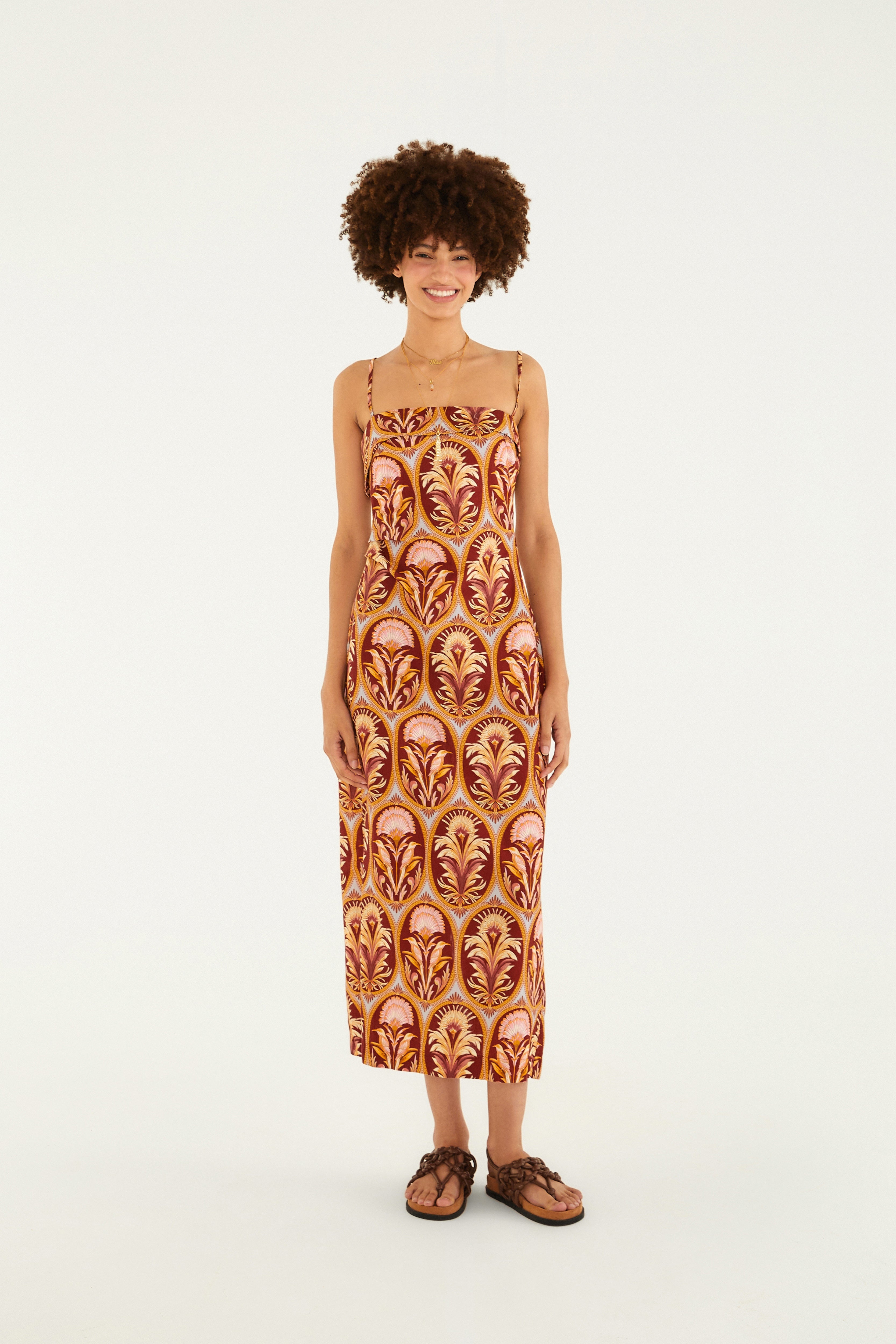 Cameo Print Straight Dress