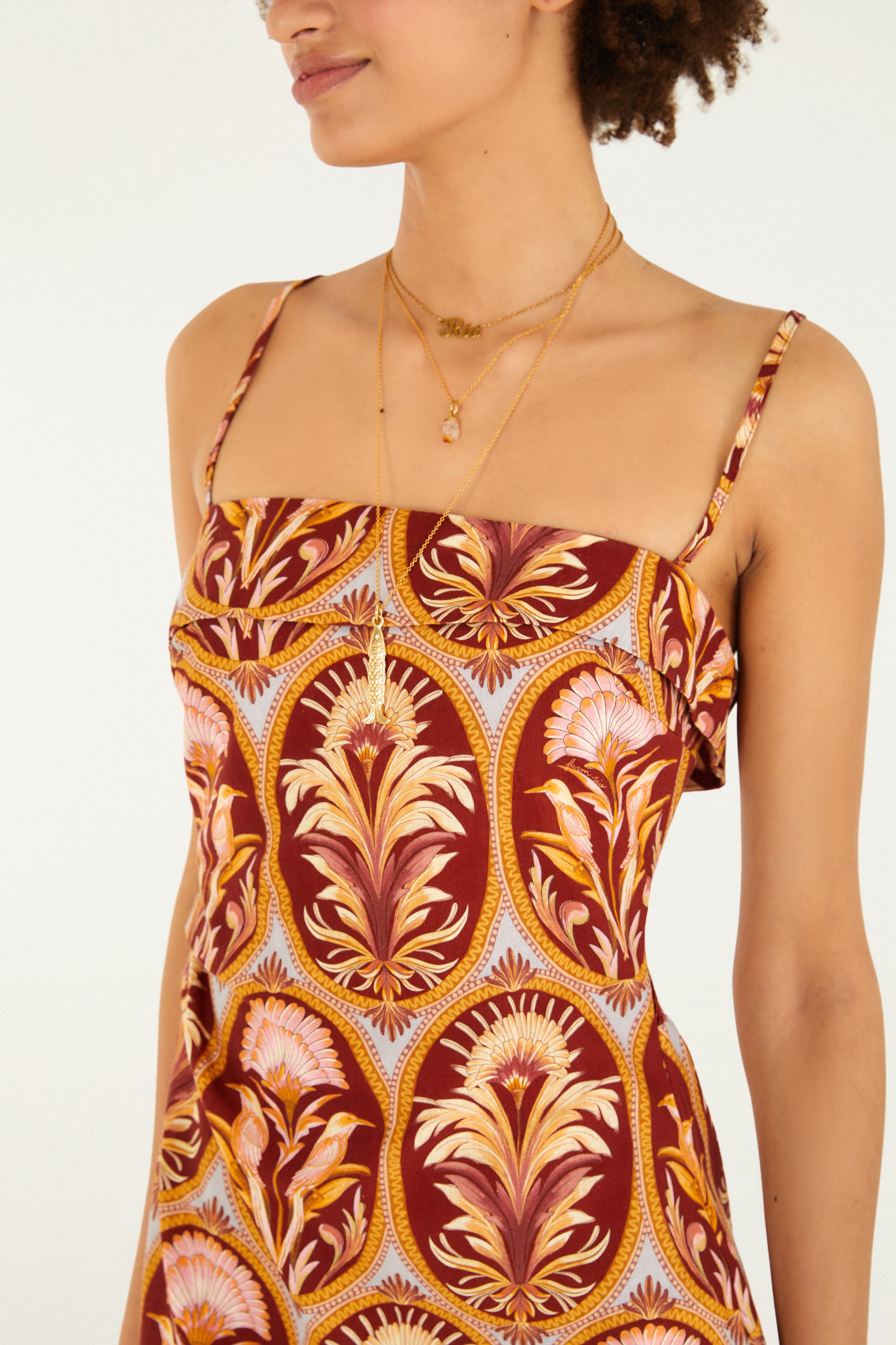 Cameo Print Straight Dress