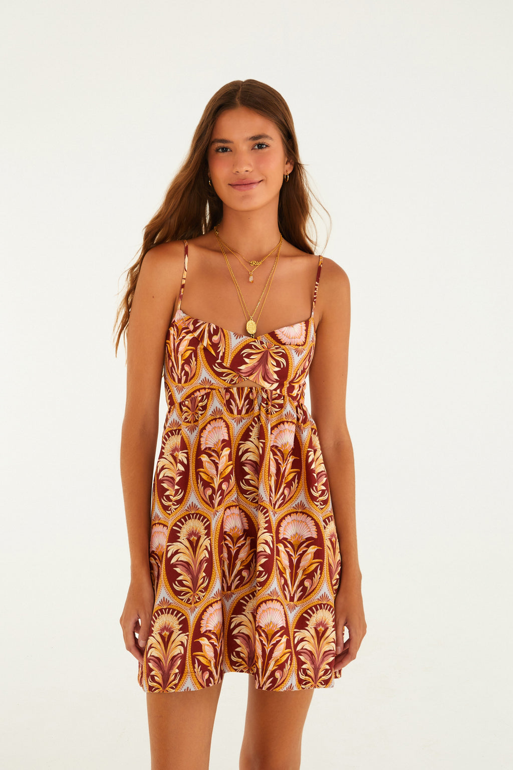 Cameo Print Short Dress