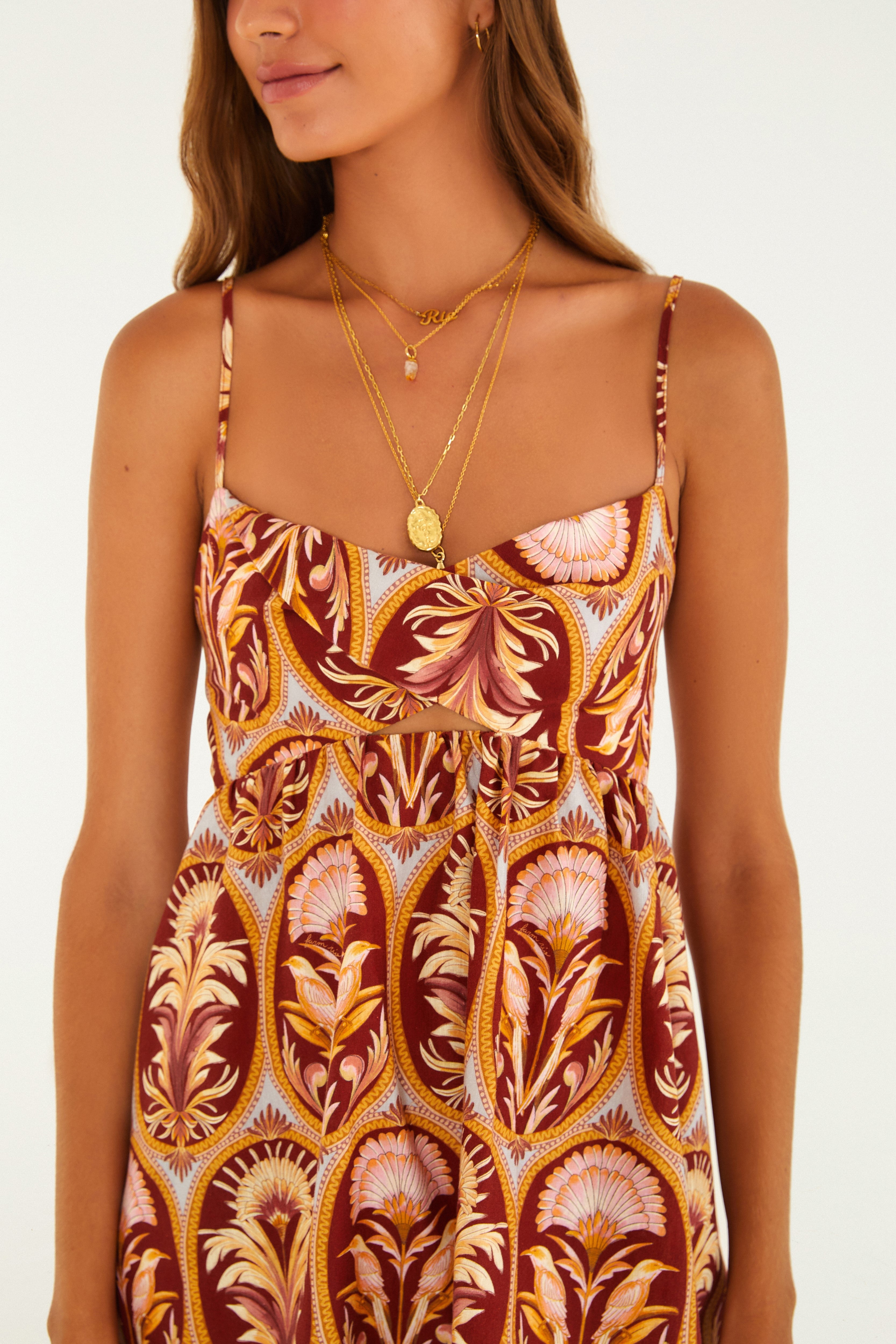Cameo Print Short Dress