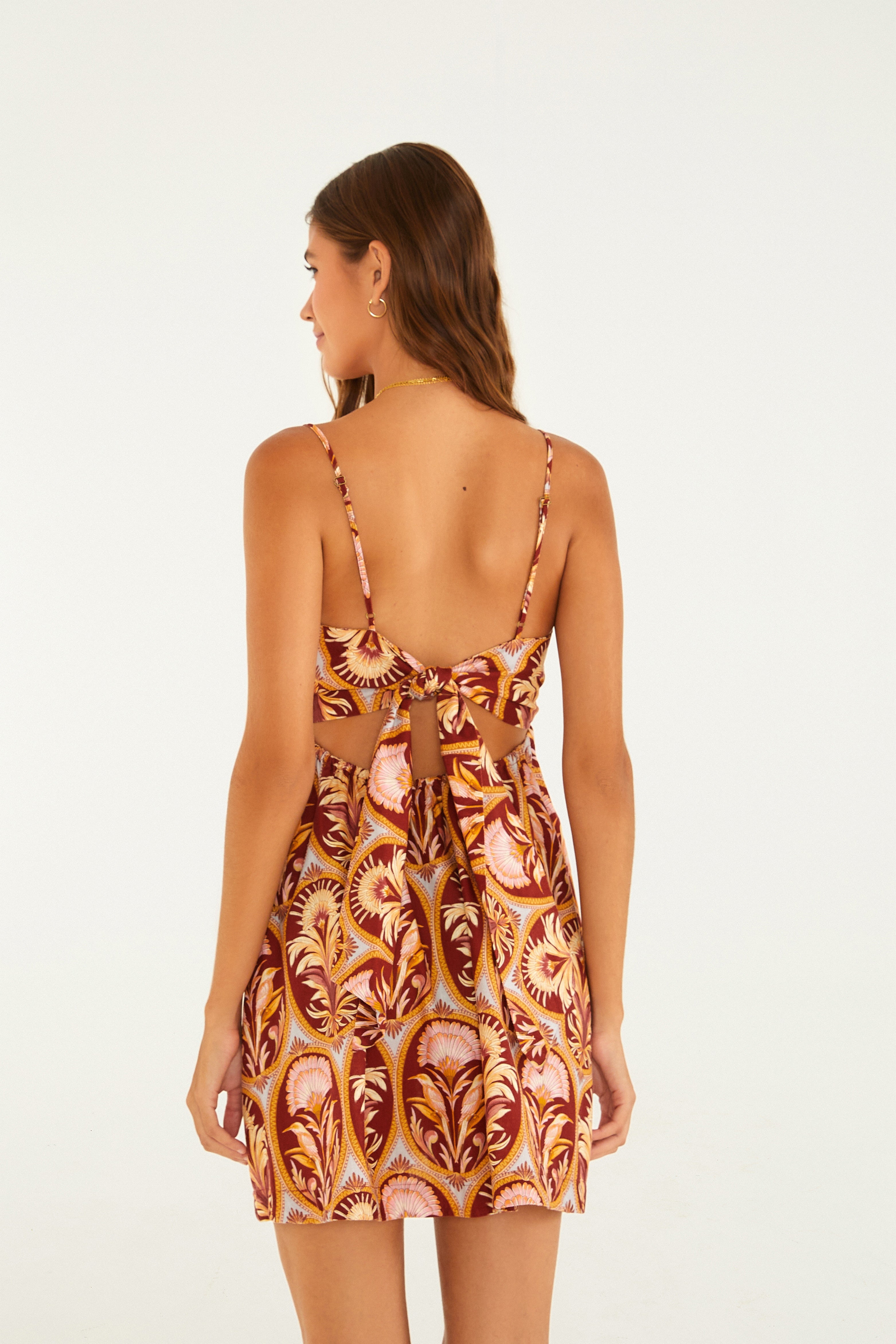 Cameo Print Short Dress